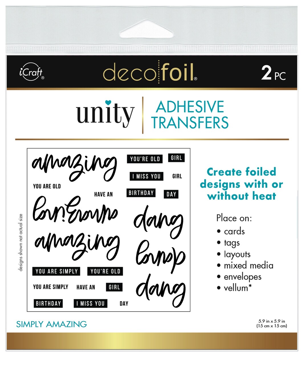 Deco Foil Adhesive Transfer Sheets by Unity 5.9" x 5.9"-Simply Amazing